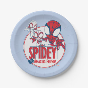 Spidey Team Red & White Circle Badge Paper Plate