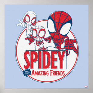 Spidey Team Red & White Circle Badge Poster
