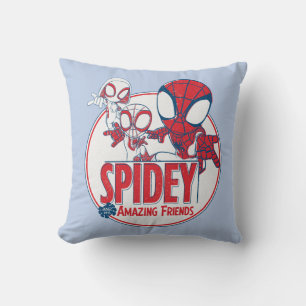 Spidey Team Red & White Circle Badge Throw Pillow