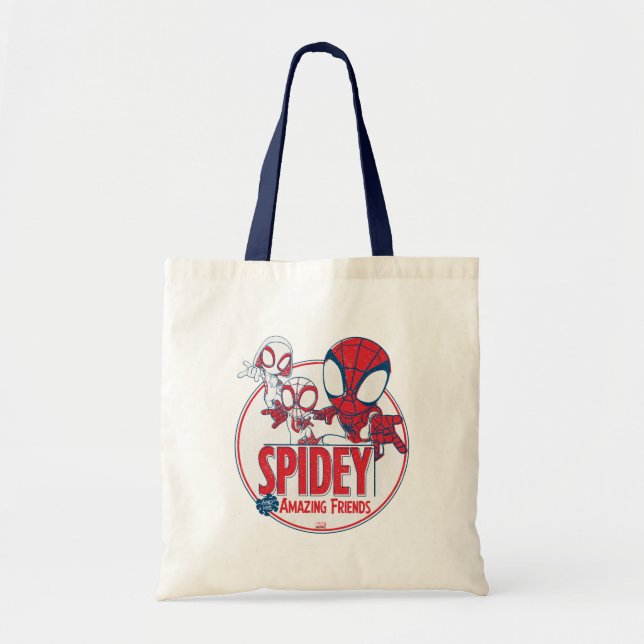 Spidey Team Red & White Circle Badge Tote Bag (Front)