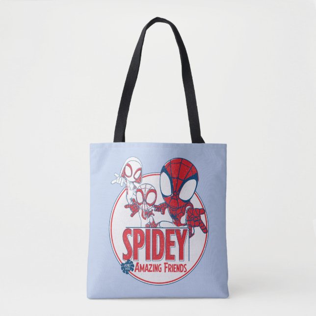 Spidey Team Red & White Circle Badge Tote Bag (Front)
