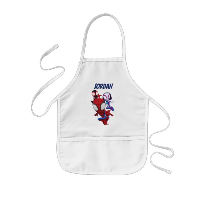 Spidey Team Swinging Through Town Kids Apron (Front)