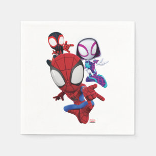 Spidey Team Swinging Through Town Napkin