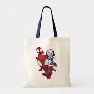 Spidey Team Swinging Through Town Tote Bag