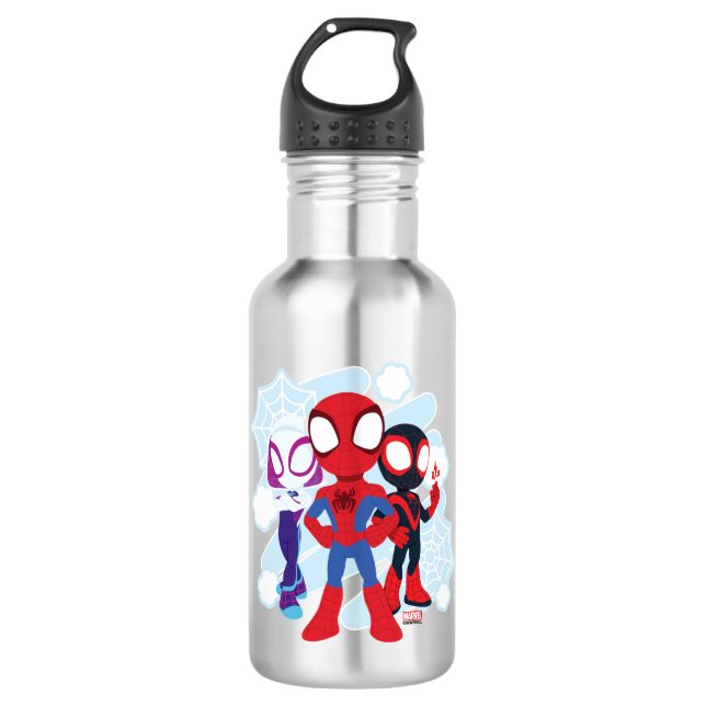 Spidey Team Web Graphic 532 Ml Water Bottle (Front)