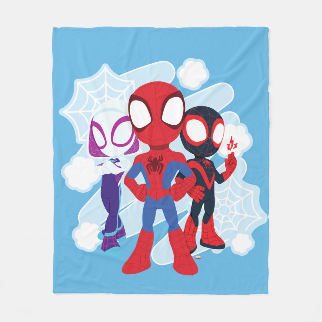 Spidey Team Web Graphic Fleece Blanket (Front)