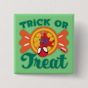Spidey Trick or Treat 2 Inch Square Button