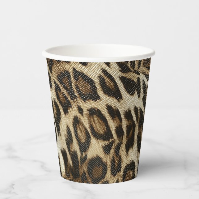 Spiffy Leopard Spots Leather Grain Look Paper Cups (Front)