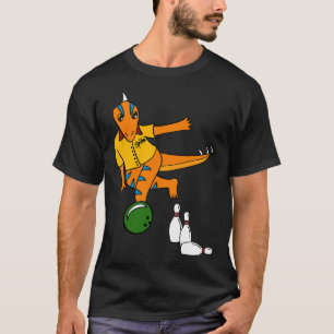 Spike Cartoon Bowling Dinosaur Bowlers Graphic T-Shirt