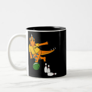 Spike Cartoon Bowling Dinosaur Bowlers Graphic Two-Tone Coffee Mug