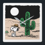 Spike in a Moonlit Desert Square Wall Clock<br><div class="desc">Check out Spike sitting by a cactus in the desert at night.</div>