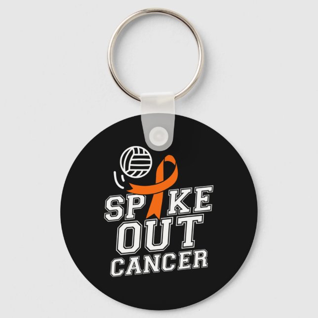 Spike Out Volleyball Leukaemia Cancer Awareness Ri Keychain (Front)