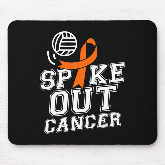 Spike Out Volleyball Leukaemia Cancer Awareness Ri Mouse Pad (Front)