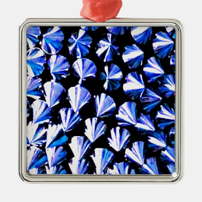 Spiked Blue Silver Metal Ornament (Front)