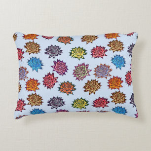 Spiked Rose Print, Modern Style Floral Pattern Accent Pillow