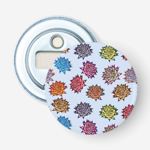 Spiked Rose Print, Modern Style Floral Pattern Bottle Opener