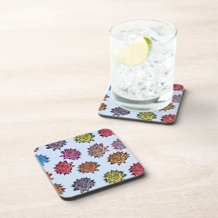 Spiked Rose Print, Modern Style Floral Pattern Coaster