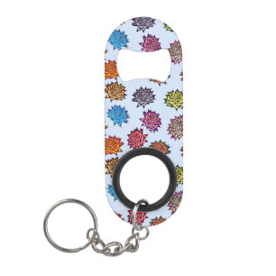 Spiked Rose Print, Modern Style Floral Pattern Keychain Bottle Opener