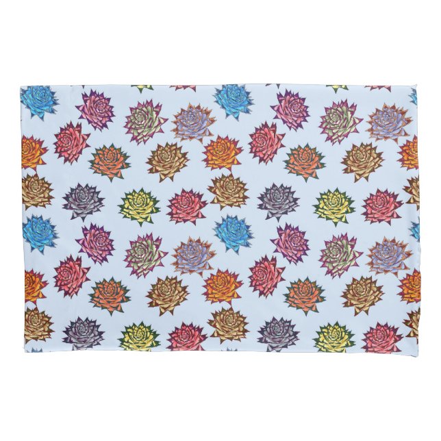 Spiked Rose Print, Modern Style Floral Pattern Pillowcase (Front)