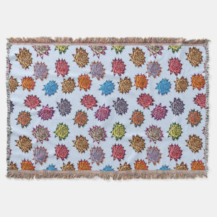 Spiked Rose Print, Modern Style Floral Pattern Throw Blanket