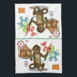 Spike's balloon monkey magic kitchen towel<br><div class="desc">Spike rarely sits still, unless he’s twisting balloons into incredible creations. With nimble little fingers and boundless imagination, he crafts whimsical balloon animals faster than you can blink. His cheerful chatter and playful nature make him a favourite among circus visitors of every age. You can find lots of other Dingaling...</div>