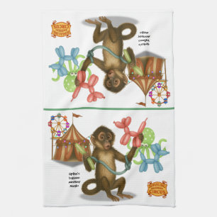 Spike's balloon monkey magic kitchen towel