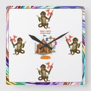 Spike's balloon monkey magic square wall clock