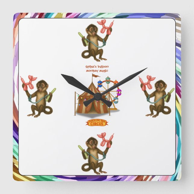 Spike's balloon monkey magic square wall clock (Front)