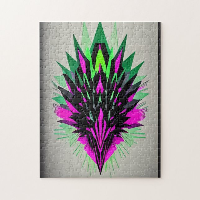 Spiky Abstrait Bird Puzzle - Violet & Noir, 252 P (Vertical)