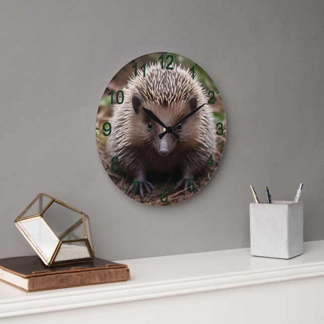 **"Spiky Beginnings: The Adorable Baby Echidna"** Large Clock (Office)