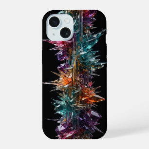 Spiky Crystal Shard Column - Gold Teal Magenta iPhone 15 Case