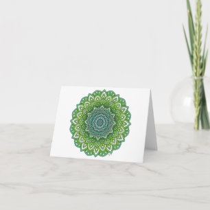 Spiky Green Flower Mandala Card