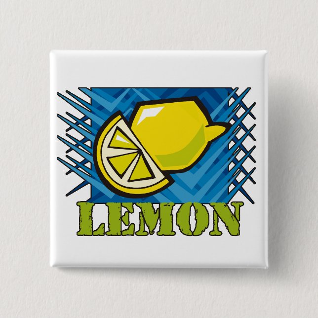 Spiky Lemon 2 Inch Square Button (Front)