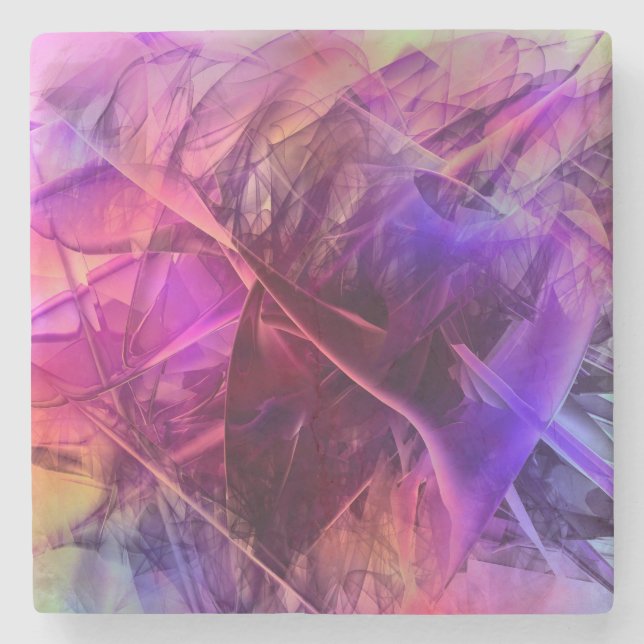 Spiky Shiny Faux Glass Texture Abstract Design Stone Coaster (Front)