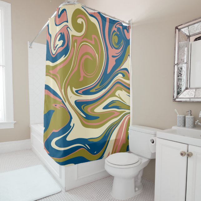 Spill - Blue, Olive Green, Pink and Cream (In Situ)