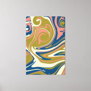Spill - Blue, Olive Green, Pink and Cream Canvas Print