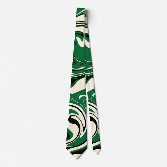 Spill - Green, Cream and Black Tie (Front)