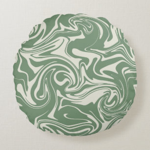 Spill - Green Round Pillow