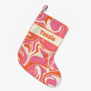 Spill in Pink, Orange, and Cream Small Christmas Stocking