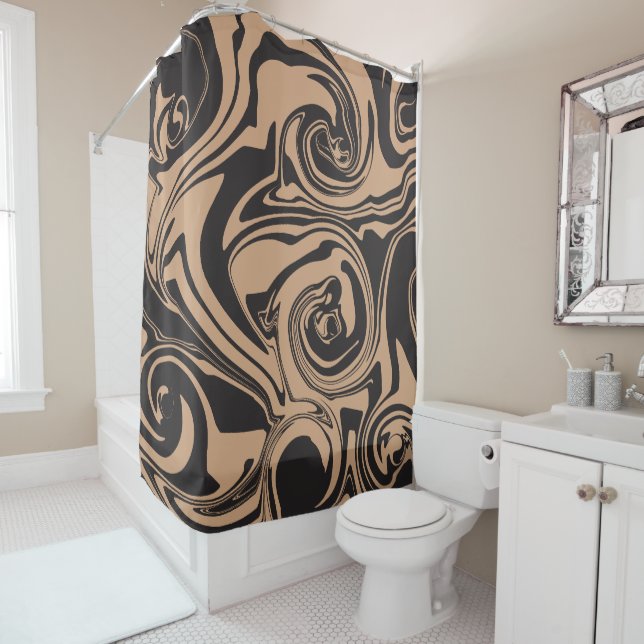 Spill in Tan and Black retro, marble swirl (In Situ)