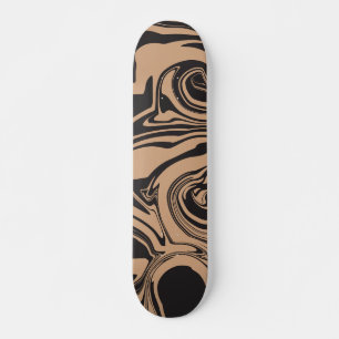 Spill in Tan and Black retro, marble swirl Skateboard