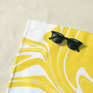 Spill - Lemon Yellow and White Beach Towel