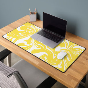Spill - Lemon Yellow and White Desk Mat