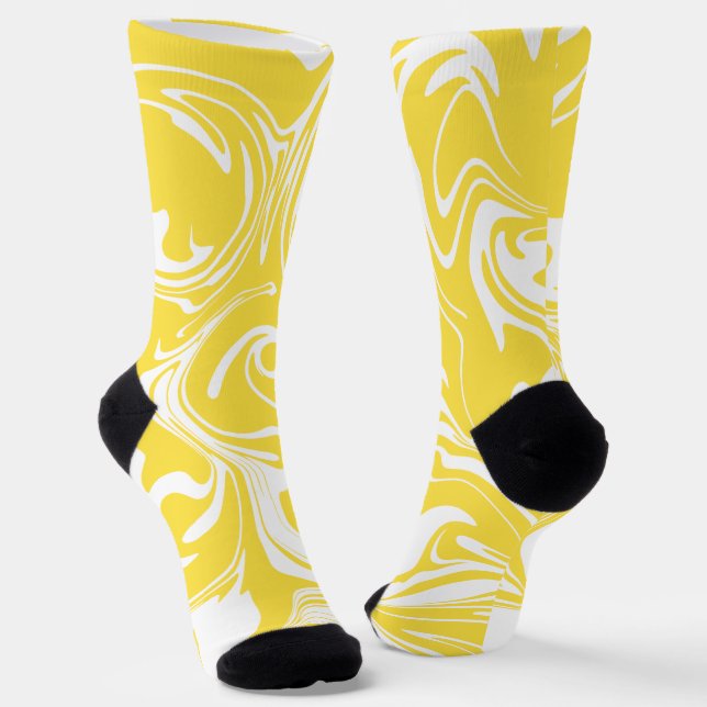 Spill - Lemon Yellow and White Socks (Angled)