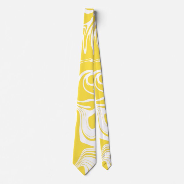 Spill - Lemon Yellow and White  Tie (Front)