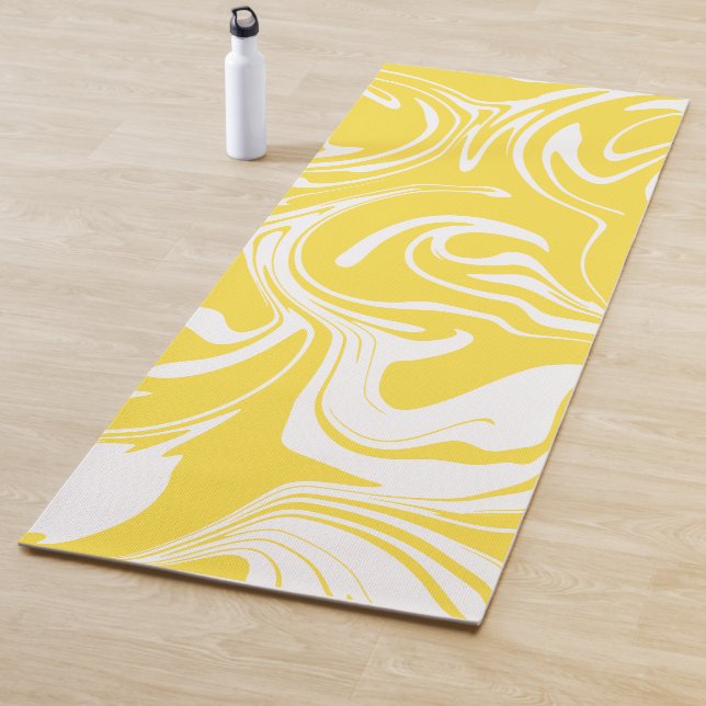 Spill - Lemon Yellow and White Yoga Mat (In Situ)