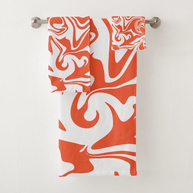 Spill - Orange and White Bath Towel Set (Insitu)