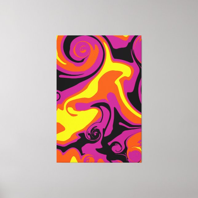 Spill - Orange, Black, Pink and Yellow  Canvas Print (Front)