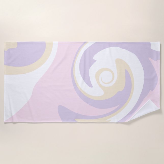 Spill - Pastel Pink, Yellow and Purple  Beach Towel (Front)