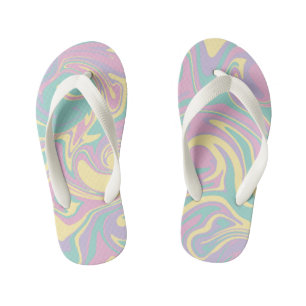 Spill - Pastel Pink, Yellow, Purple and Green Kid's Flip Flops
